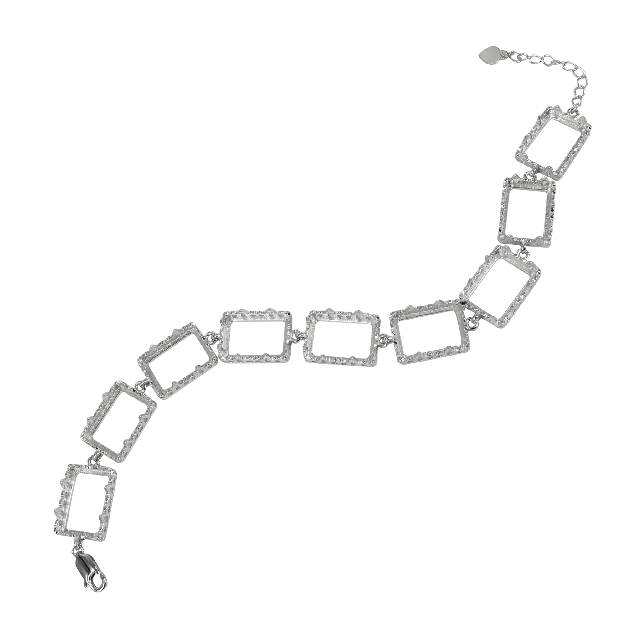 Bracelet in Sterling Silver with 9 Settings for 10x14mm Rectangular Stones