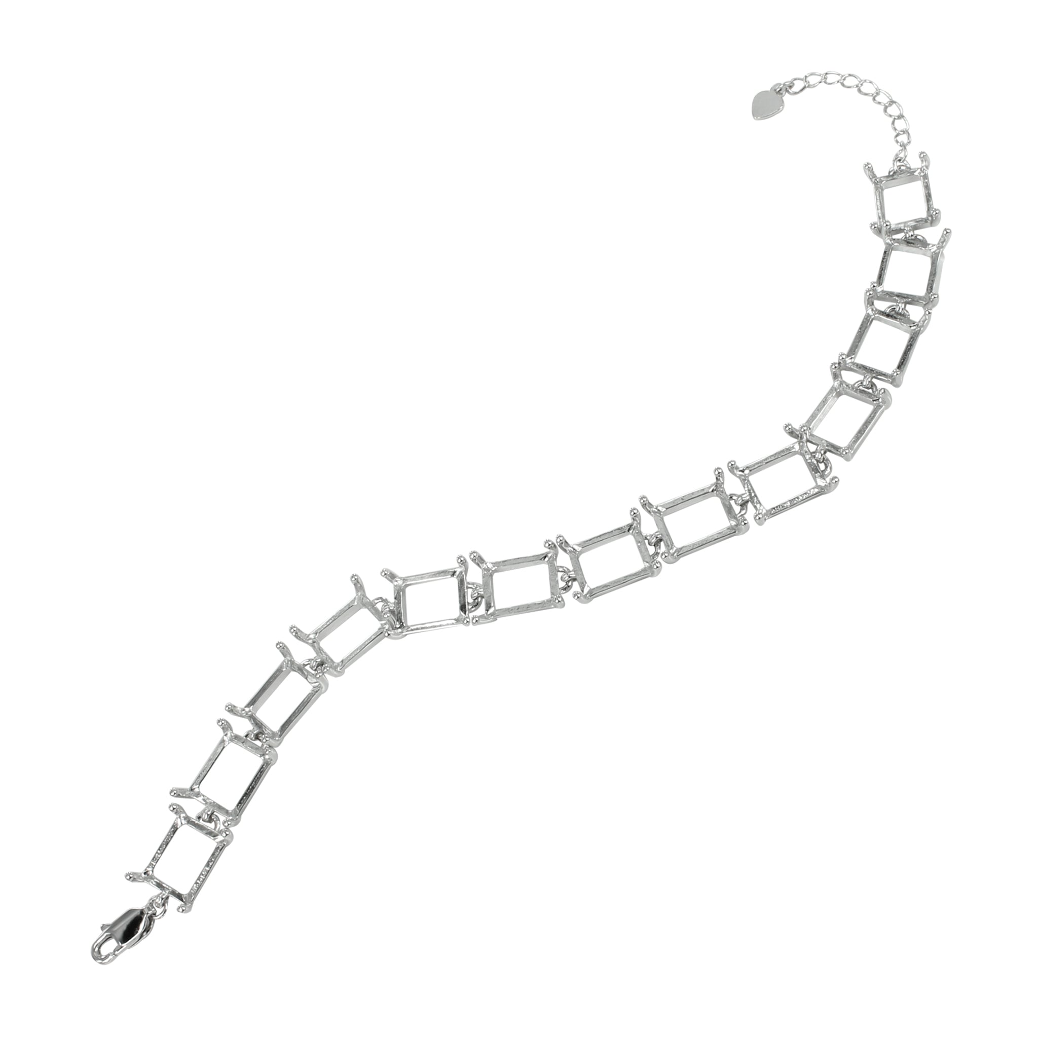 Bracelet in Sterling Silver with 13 Settings for 8x10mm Rectangular Stones