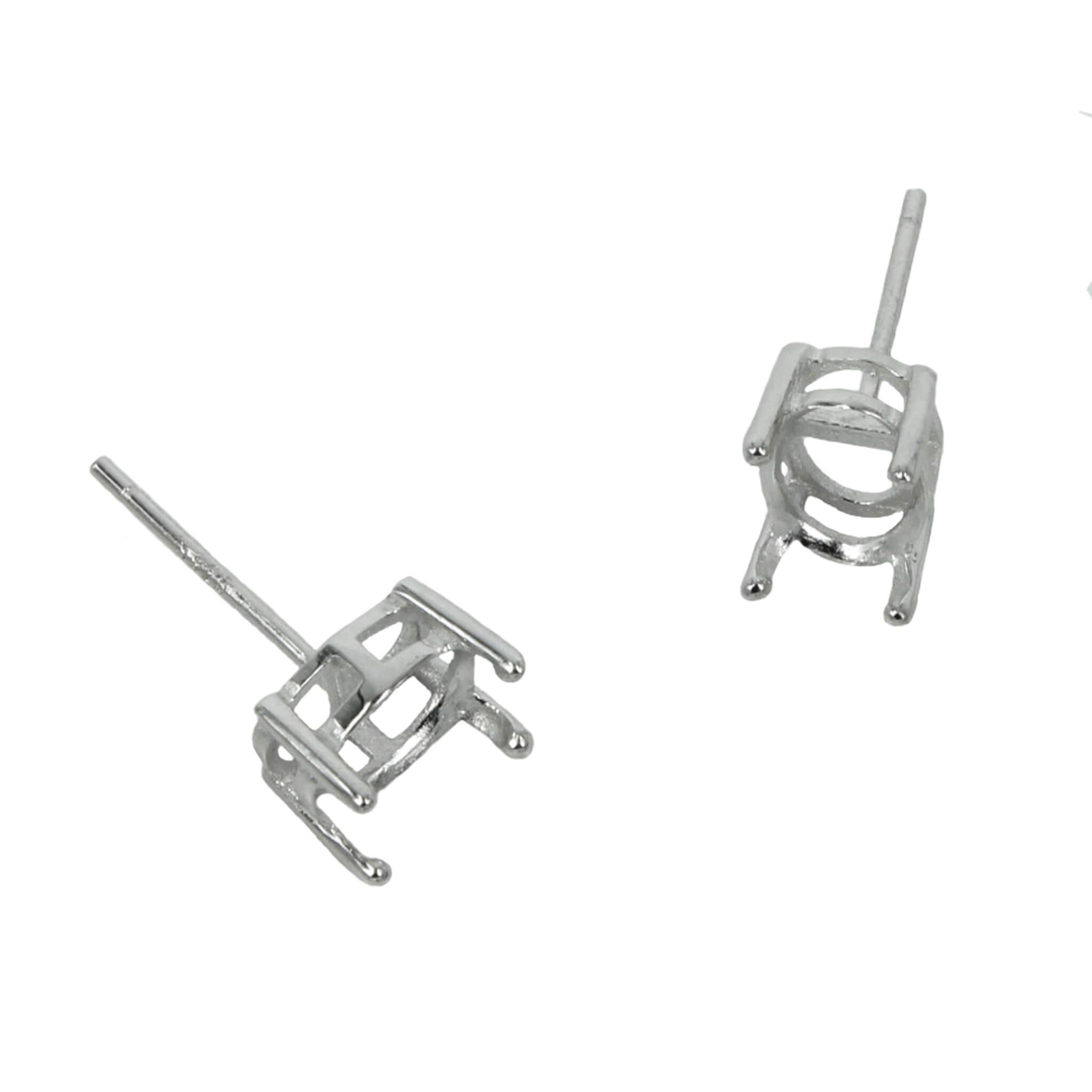 ES212 - Oval basket ear stud setting, 6mm x 8mm, sterling silver