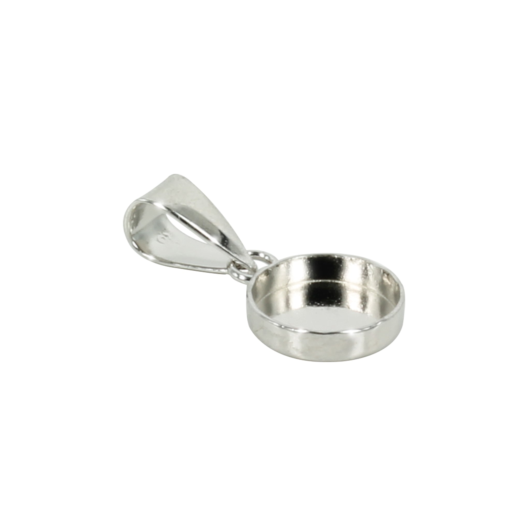 Bezel Pendant with Round Bezel Cup and Bail in Sterling Silver