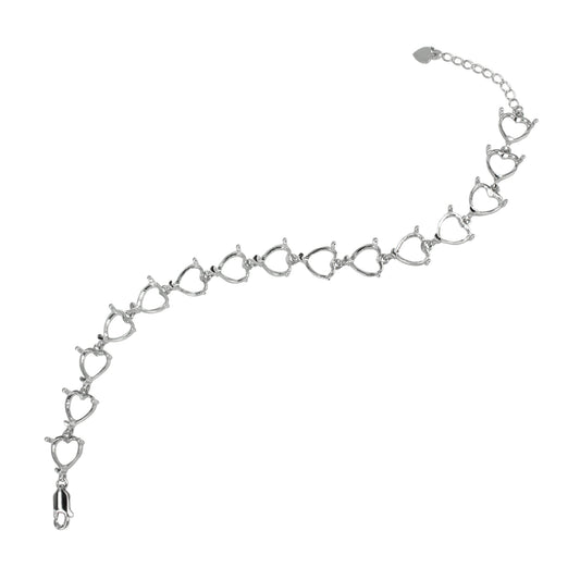 Bracelet in Sterling Silver with 15 Settings for 8mm Heart Stones