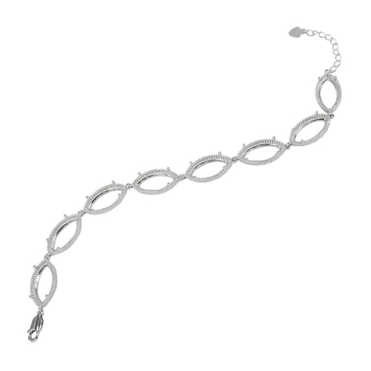 Bracelet in Sterling Silver with 8 Settings for 8x16mm Marquise Stones