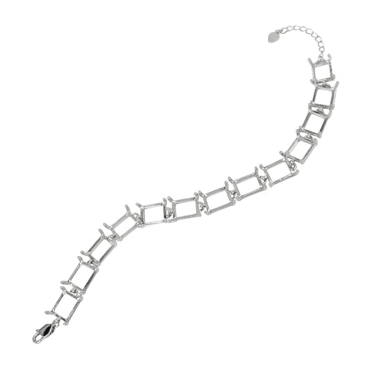 Bracelet in Sterling Silver with 13 Settings for 8x10mm Rectangular Stones