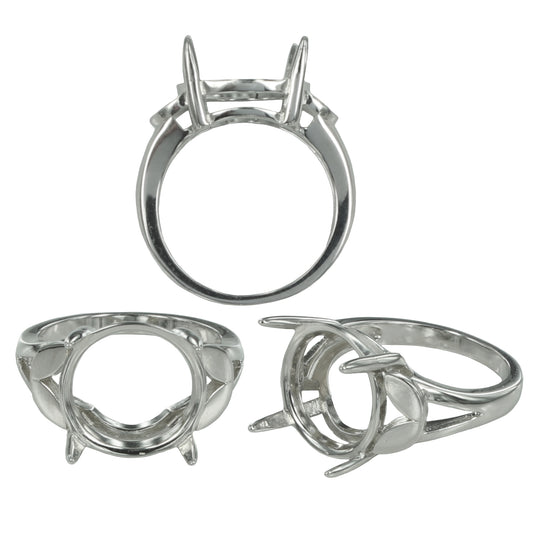Ring Setting with Round Prongs Mounting in Sterling Silver 13mm