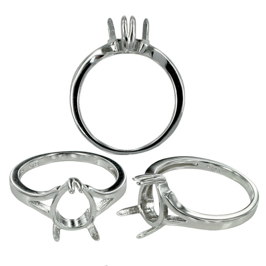 Pear Shape Ring with Pear Prongs Mounting in Sterling Silver 8x9mm