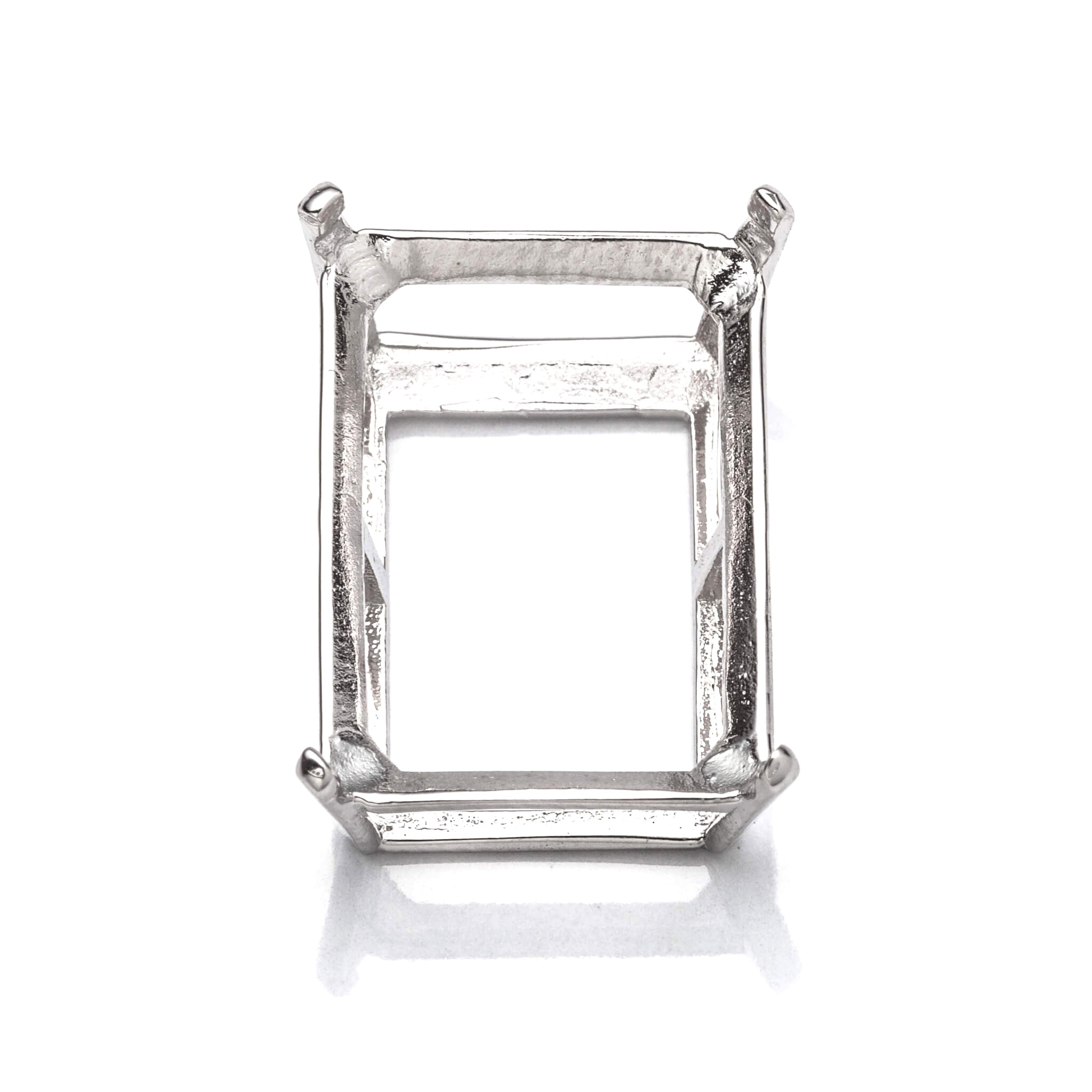 Rectangular Multi-Purpose Jeweler Setting Pendant with Rectangular Basket Mounting in Sterling Silver - 12x16mm