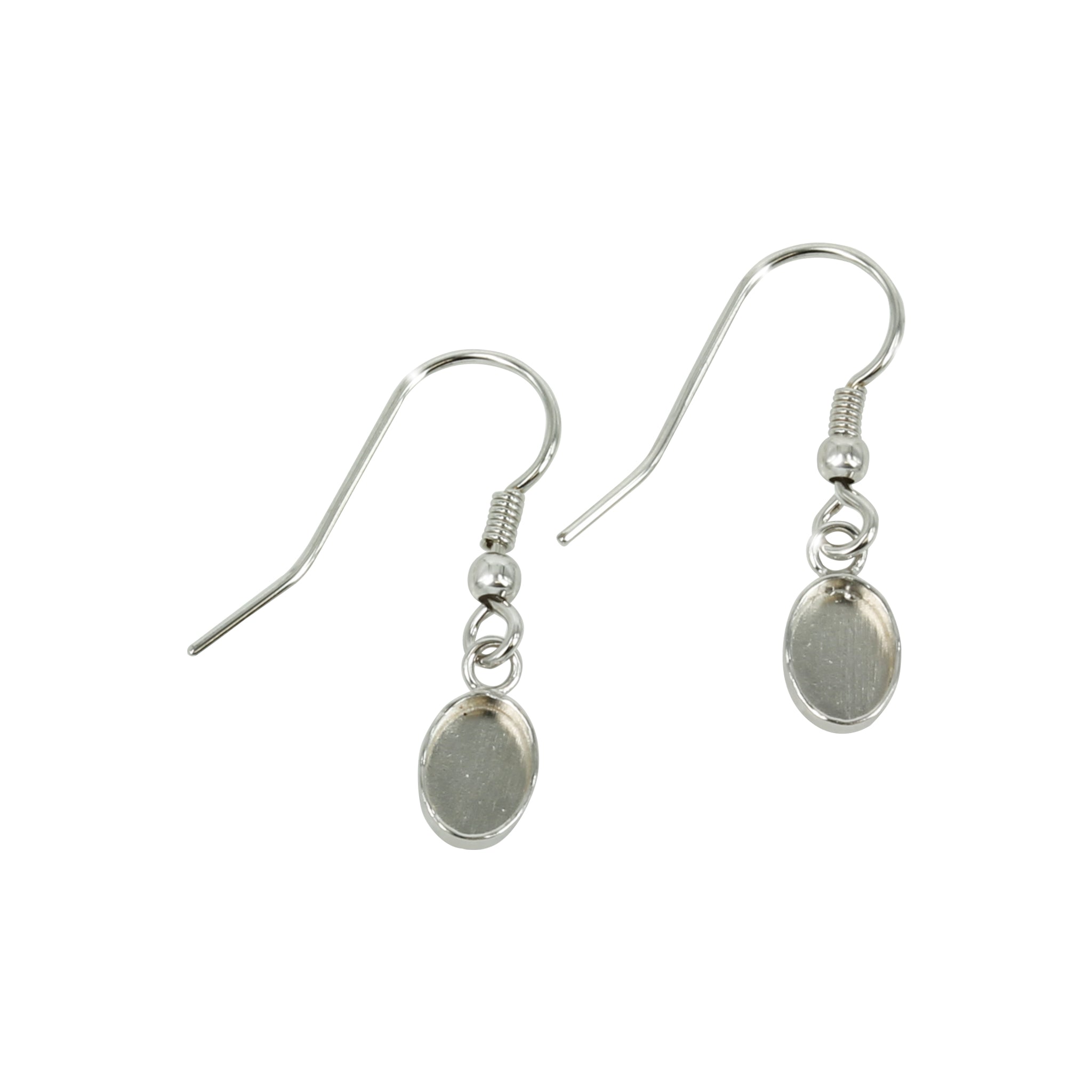 Earwires with Oval Bezel Cup in Sterling Silver