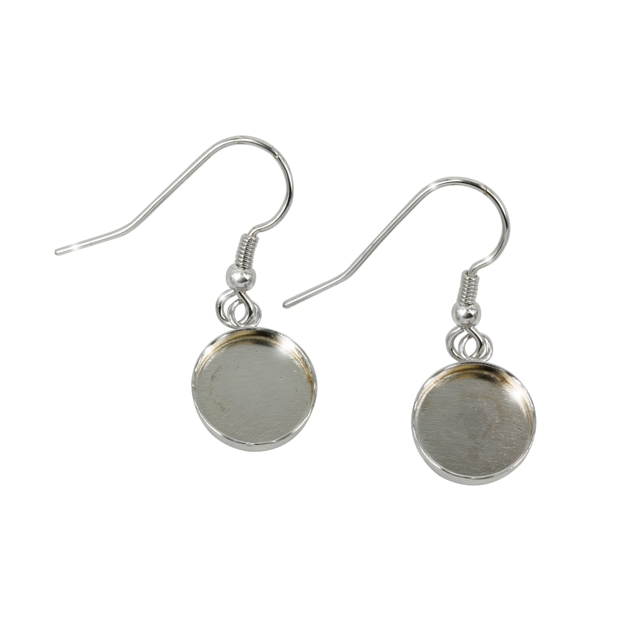 Earwires with Round Bezel Cup in Sterling Silver