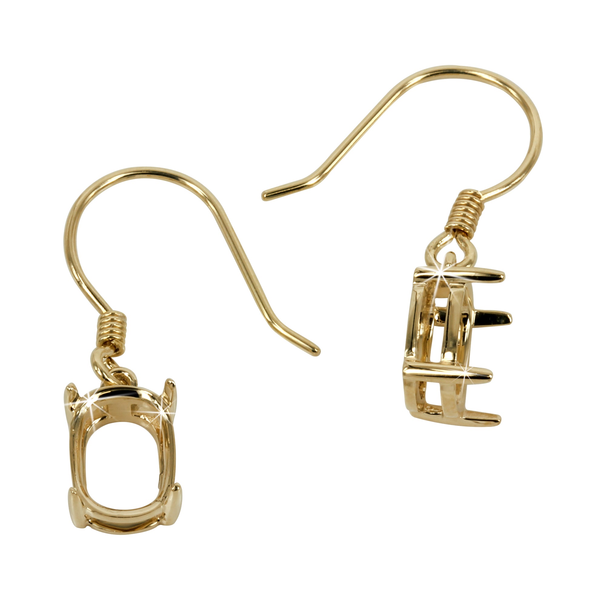 Cushion Cut Basket Earring Setting in 14K Yellow Gold