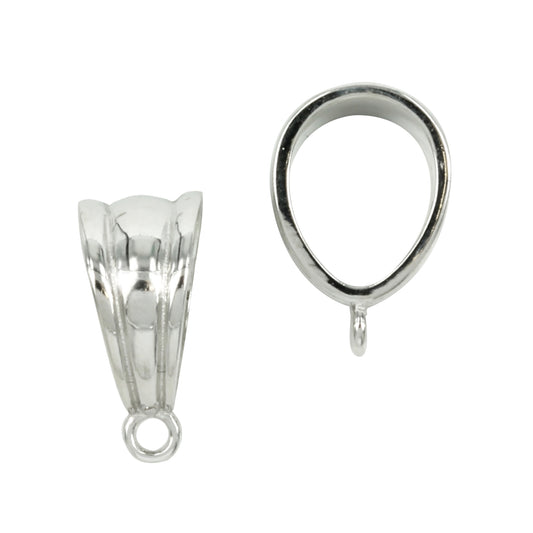 Lined Contoured Attached Bail in Sterling Silver 6x13mm