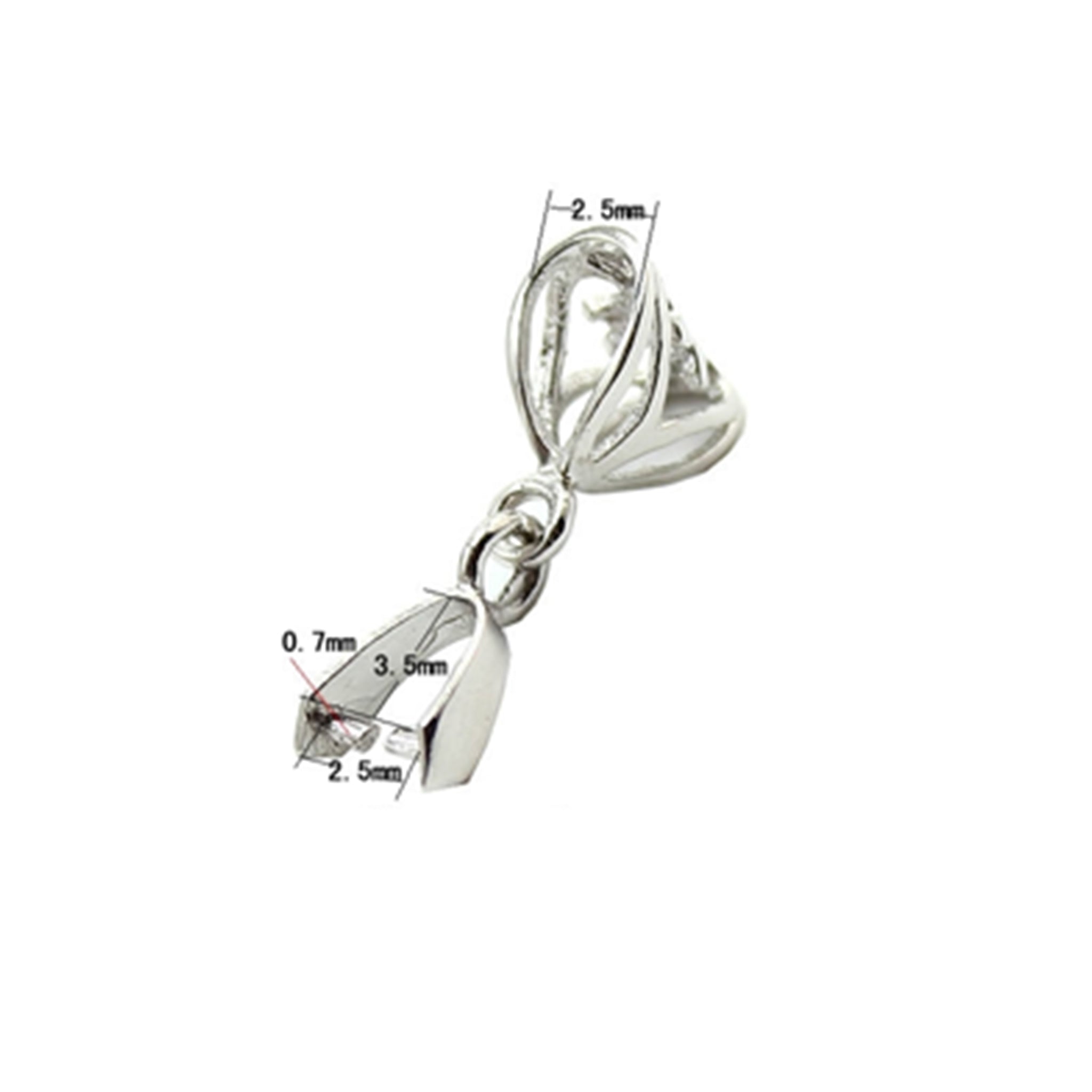 Tapered Pinch Bail with Loop in Sterling Silver 3.2mm – DIY Jewelry