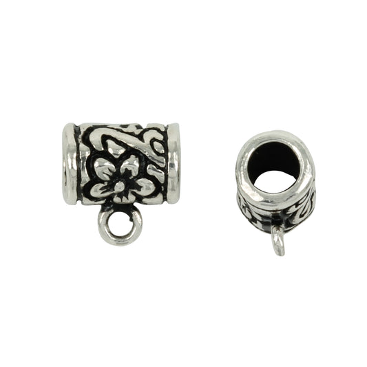 Flower Tube Attached Bail in Sterling Silver 8.5x9mm