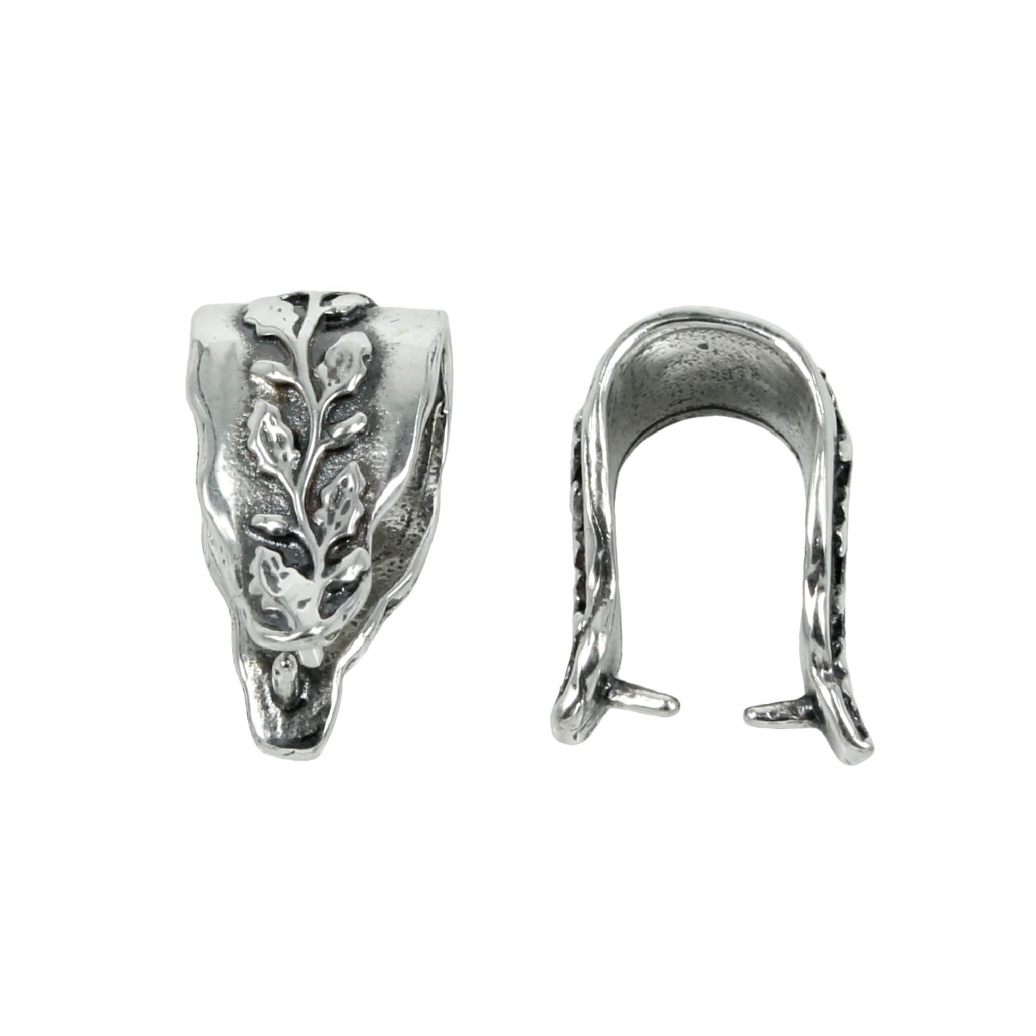 Vine Motif Pinch Bail in Sterling Silver 6mm