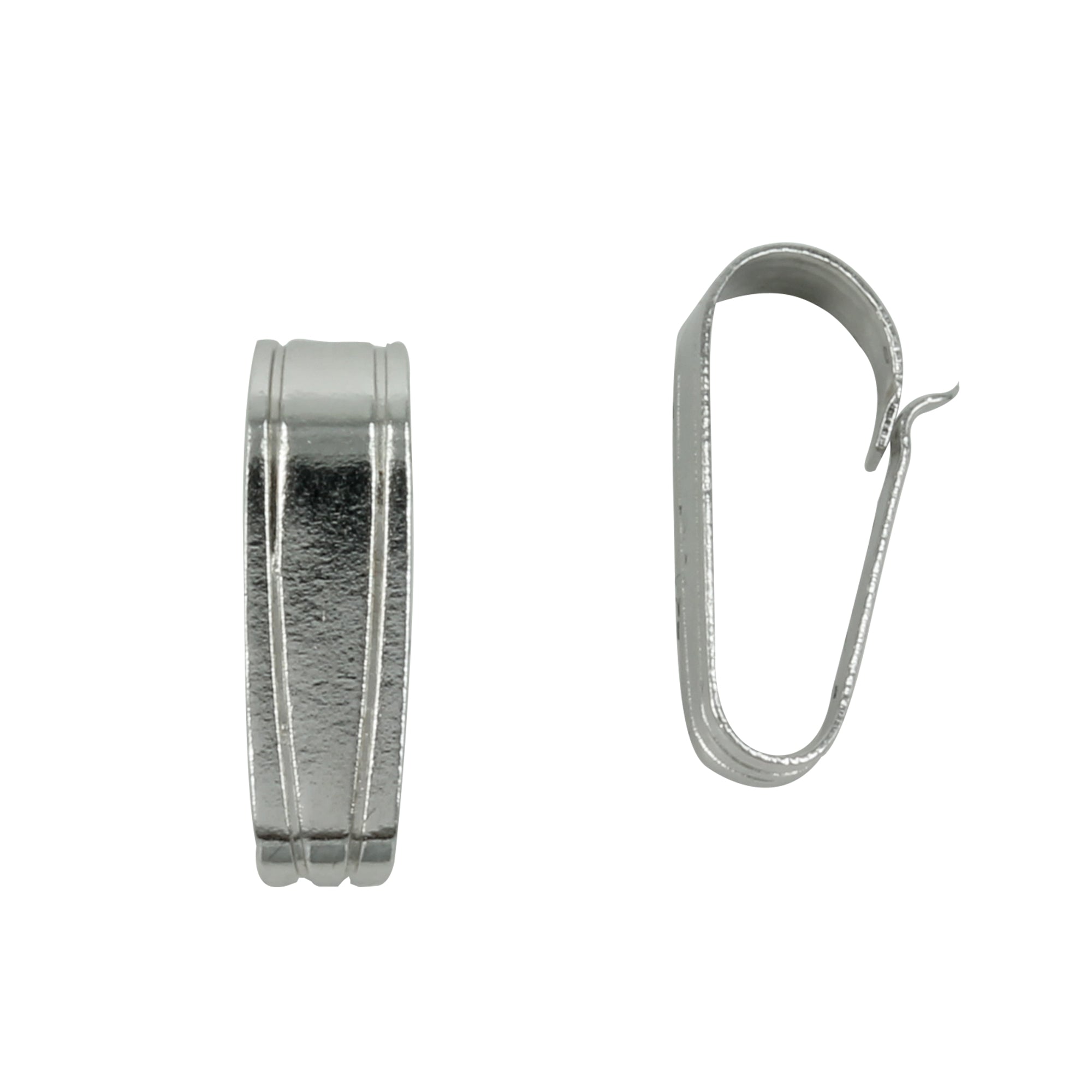 Snap-on Attached Bail in Sterling Silver and Rhodium plated 14x4mm