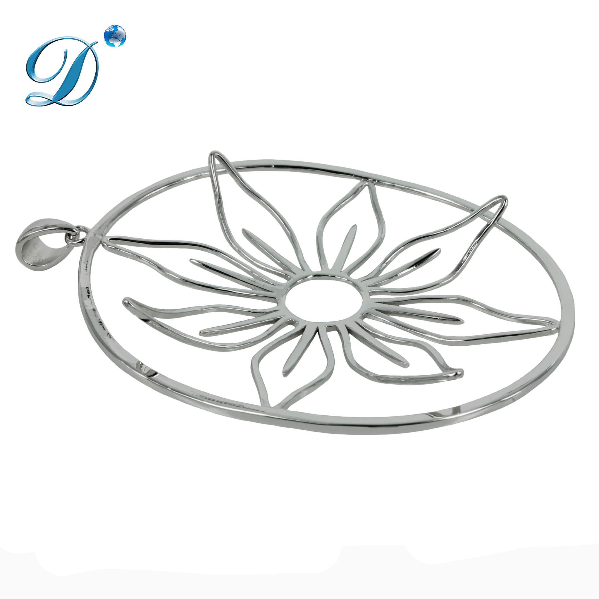 Freeform Flower Pendant for Irregular Stones in Sterling Silver 35x45mm