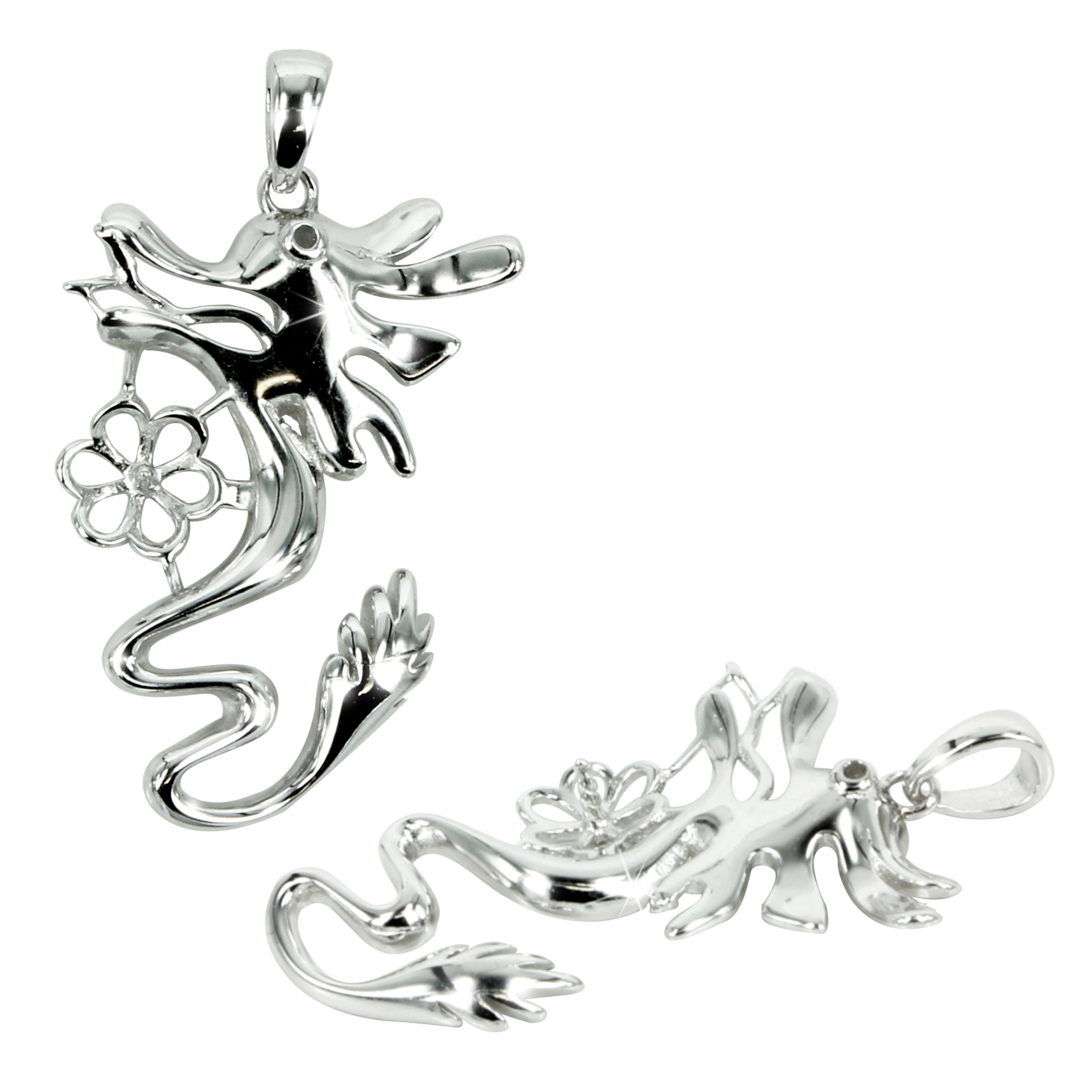 Dragon Pendant in Sterling Silver with Cup & Peg Setting