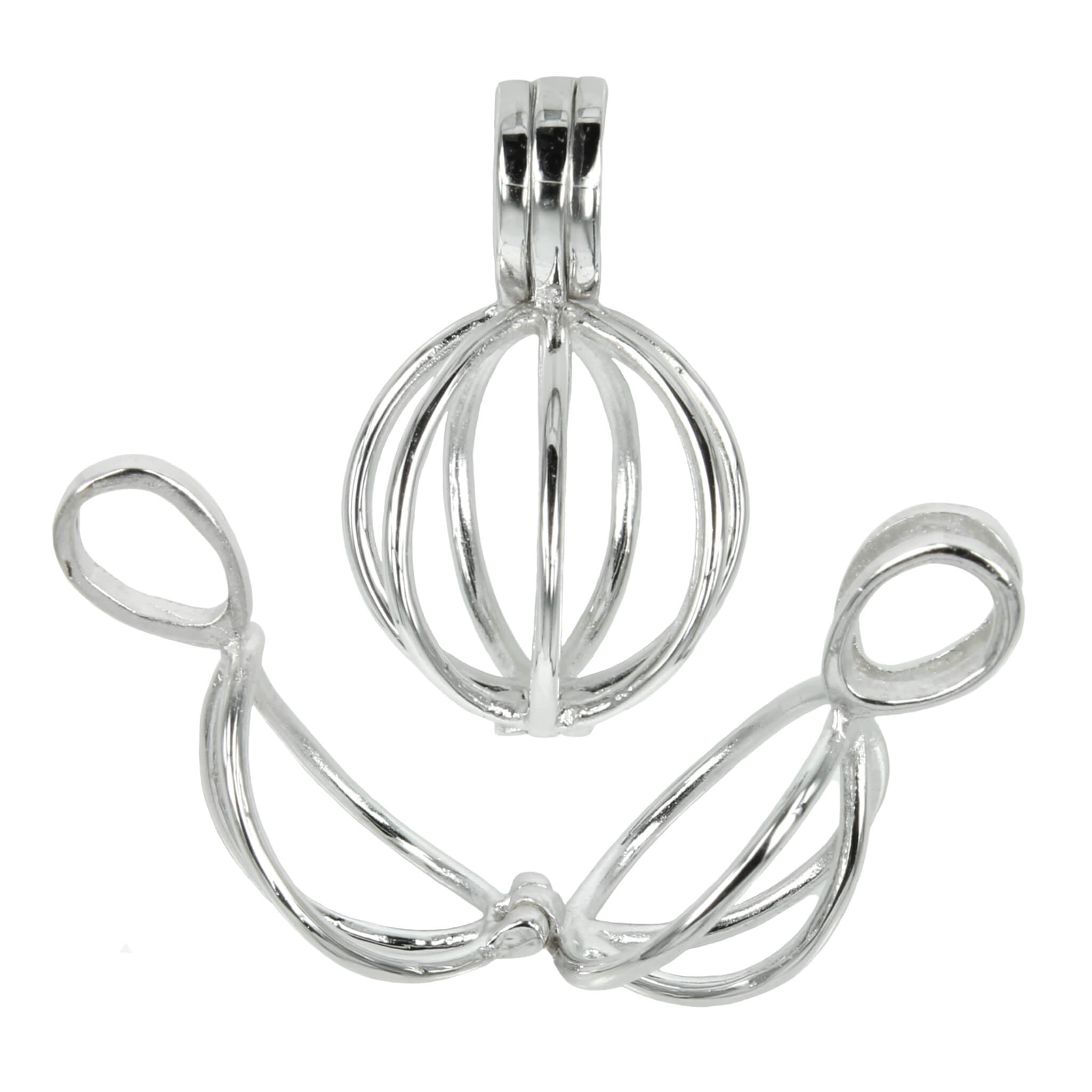 Pendant Setting with Round Cage Mounting in Sterling Silver - Various Sizes