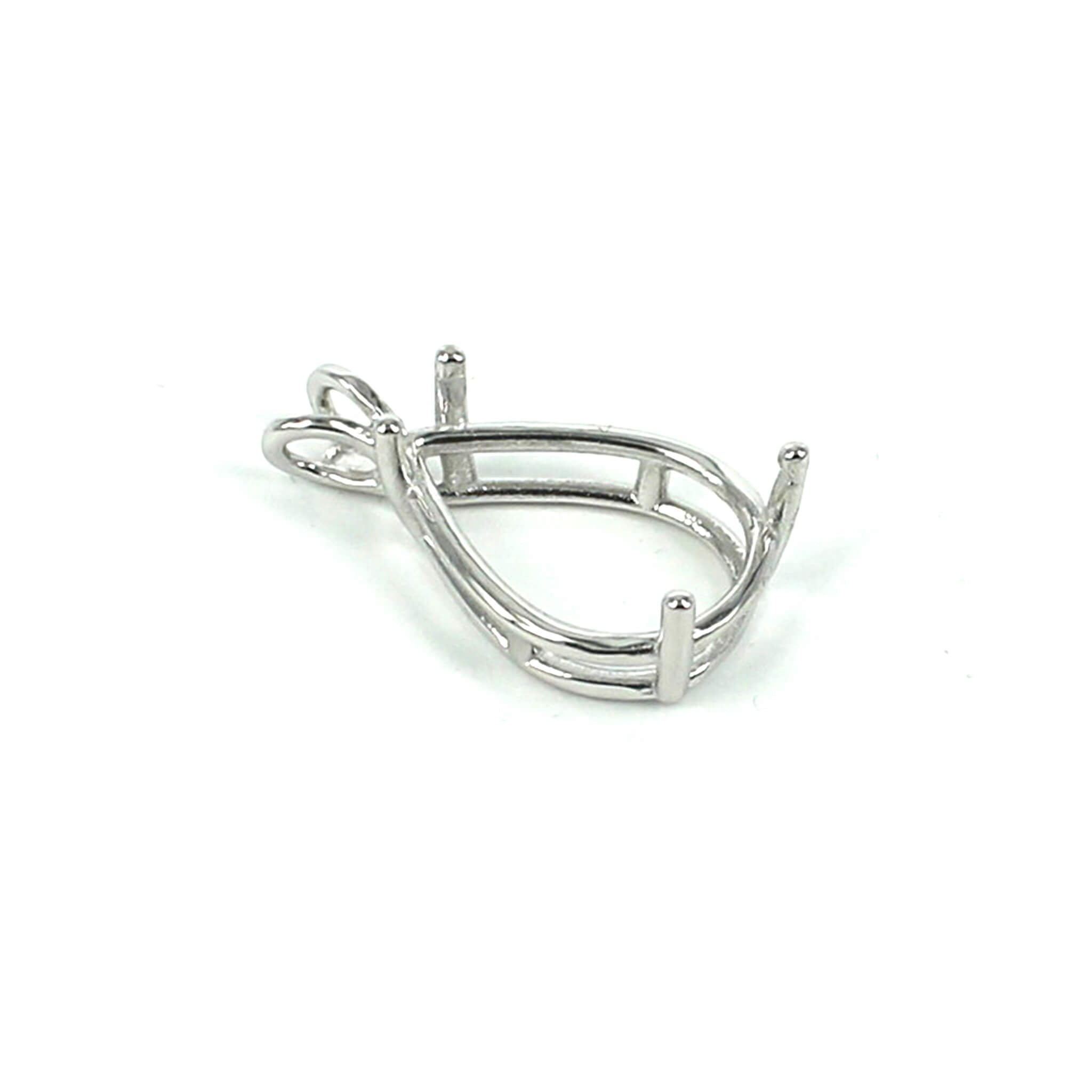 Basket Pendant Setting with Deep Pear Prongs Mounting including Split Bail in Sterling Silver - Various Sizes