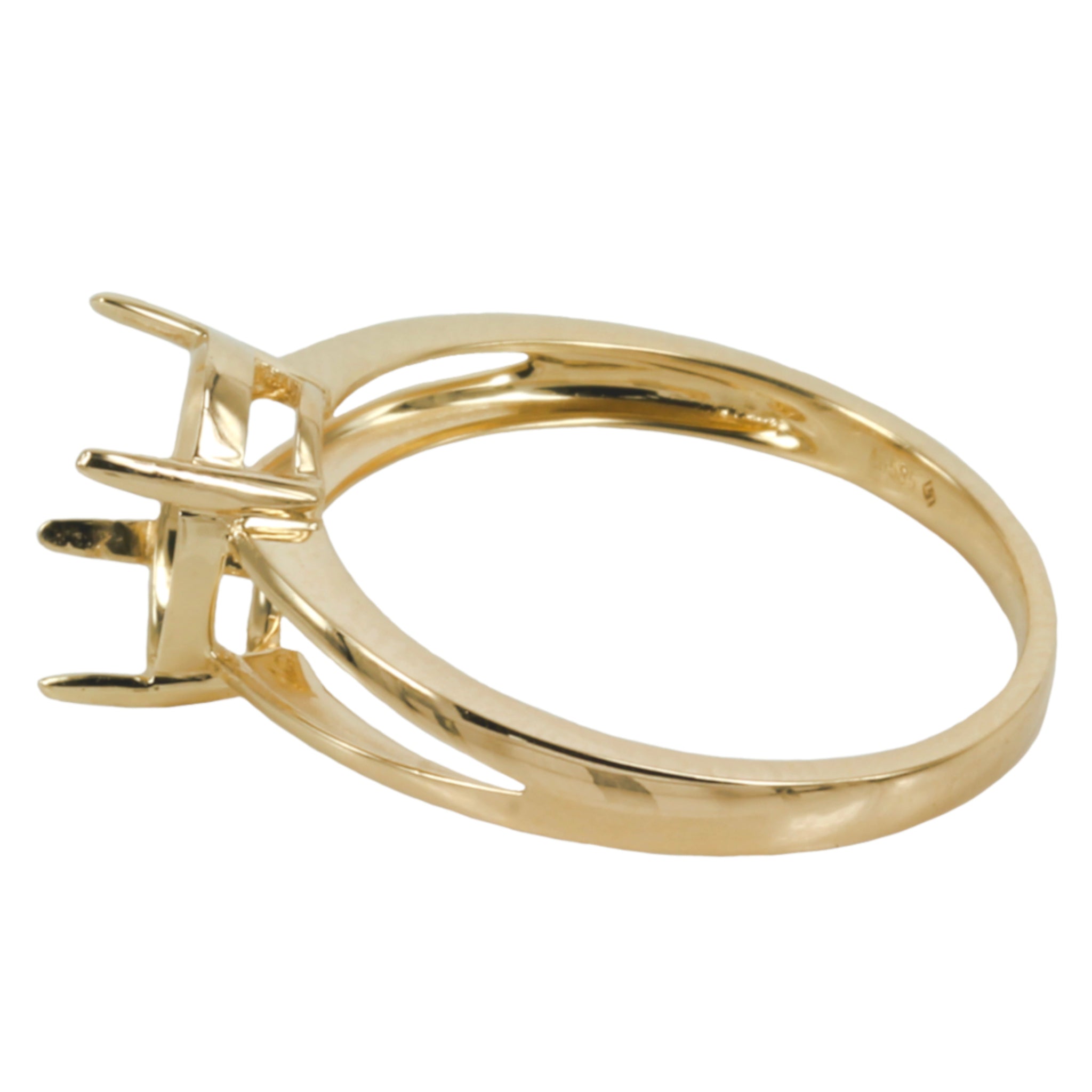 14K Gold Classic Split-Shank Ring with Prong Setting for 8x10mm Stones