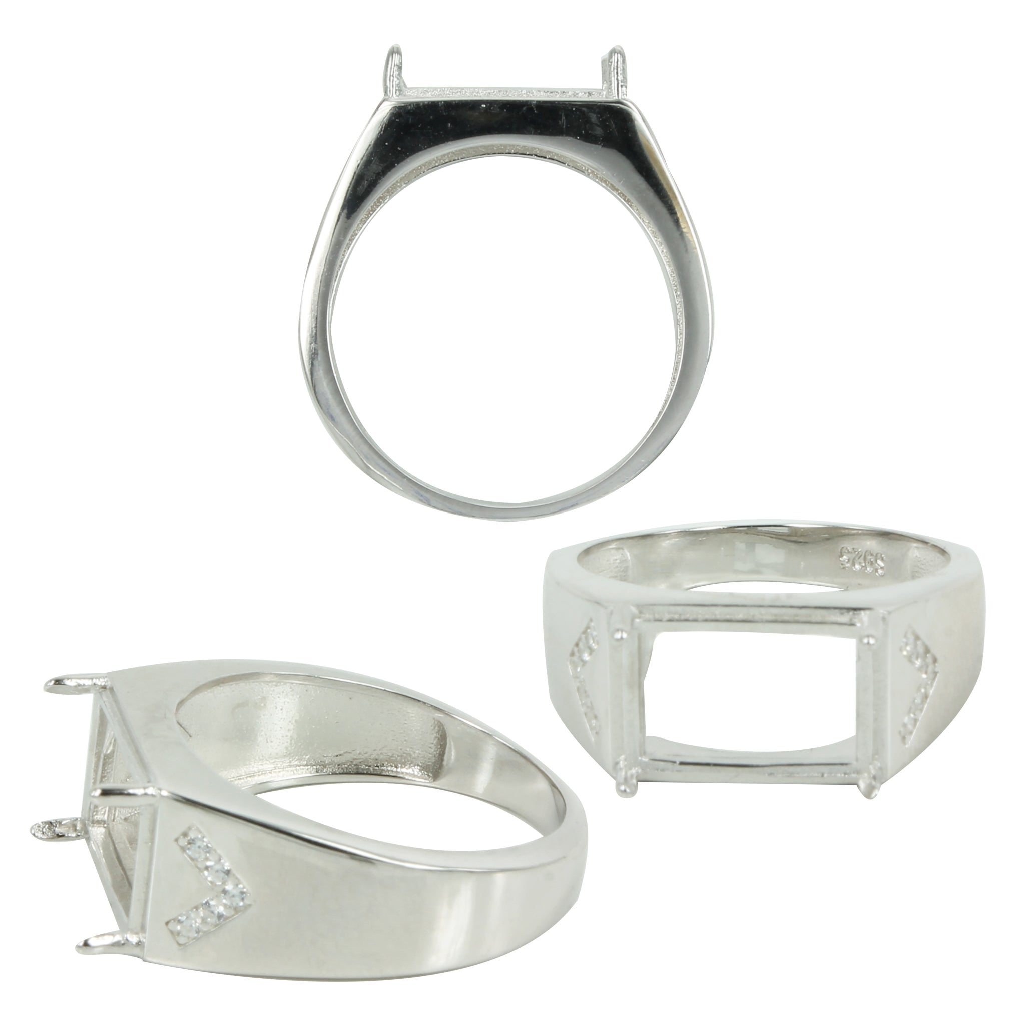 Chevron Shoulder Box Ring Setting with Rectangular Prongs Mounting in ...