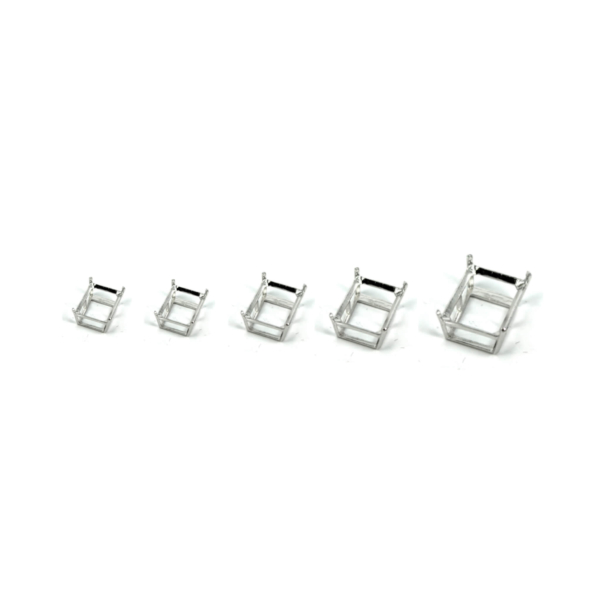 Rectangular Multi-Purpose Jeweler Setting Pendant with Rectangular Basket Mounting in Sterling Silver - Various Sizes