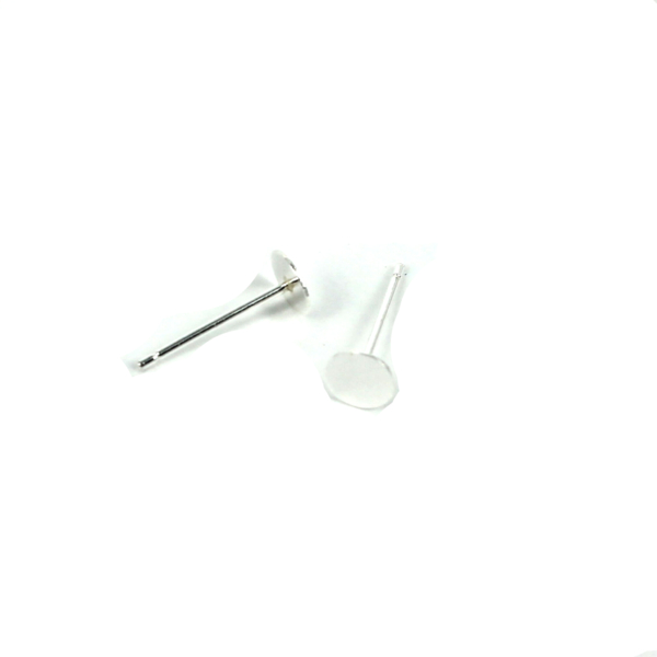 Ear Studs Earrings Settings with 20 Gauge Posts and Flat Round Pad Mounting in Sterling Silver various sizes