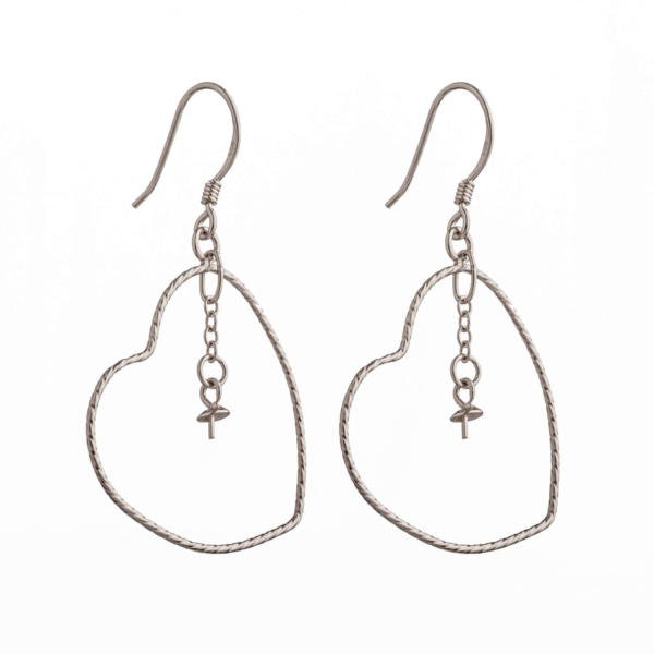 Ear Wires Earrings Pearl Settings with Earring Components, Chain, and Round Cup and Peg Mounting in Sterling Silver 2mm