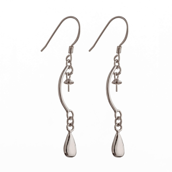 Ear Wires Earrings Pearl Settings with Earring Components, Chain, and Cup and Peg in Sterling Silver