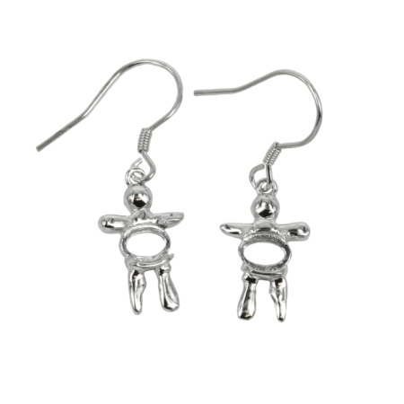 Inukshuk Earrings with Oval Mounting in Sterling Silver for 4x6mm Oval Stones