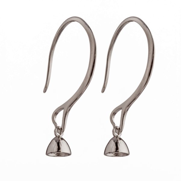 Ear Wires Earrings Pearl Settings with Inner Loop and Round Cup and Peg Mounting in Sterling Silver 5mm