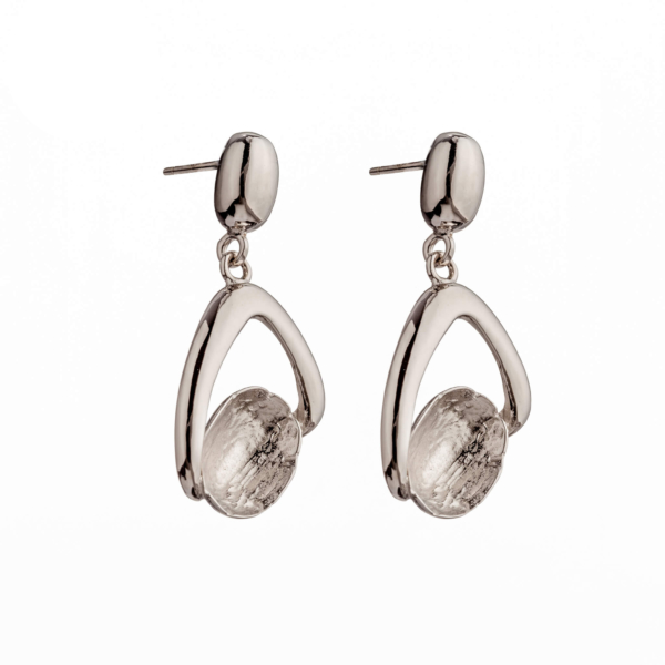 Ear Studs Earrings Pearl Settings with Dangling Round Cup and Peg in Sterling Silver