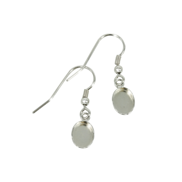 Earwires with Oval Bezel Cup in Sterling Silver
