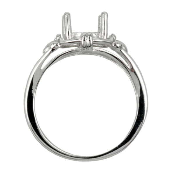 Fleur de Lys Ring with Oval Prongs Mounting in Sterling Silver 6x8mm