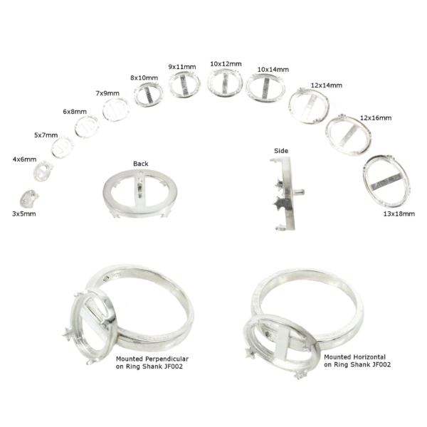 Jeweler Ring Peg Setting Star Tab Style Oval Bezel