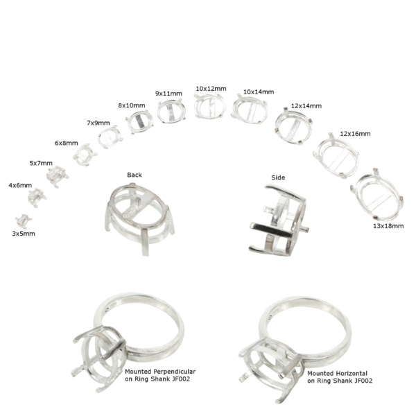 Jeweler Ring Peg Setting Basket Style Four-Prong Oval