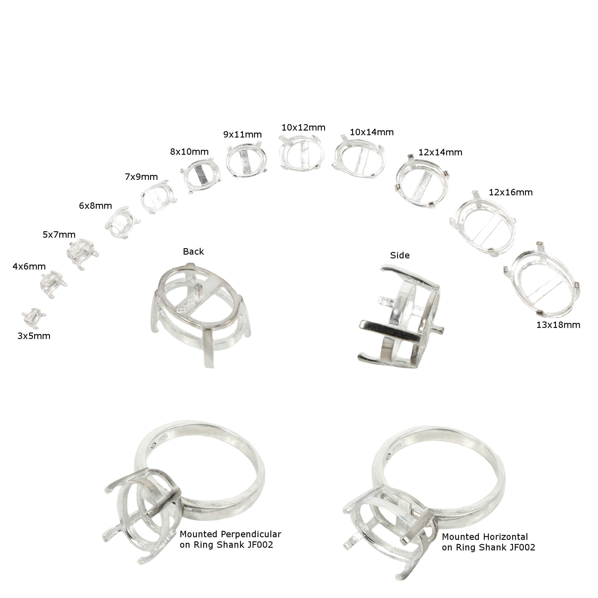 Oval Rings Settings - DIY Jewelry