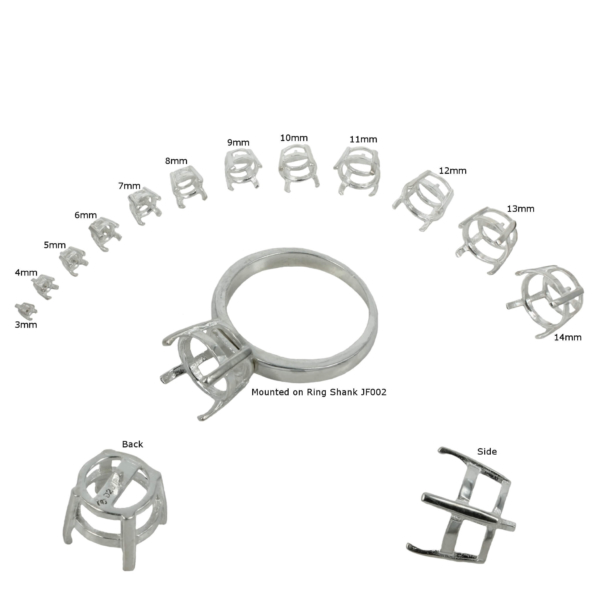 Jeweler Ring Peg Setting Basket Style Four-Prong Round - Various Sizes
