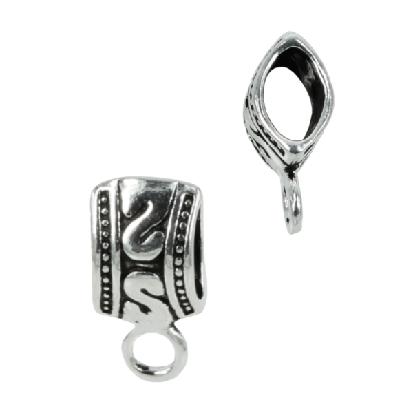 Decorated Tube Attached Bail in Sterling Silver 4mm