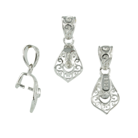 Wide Front Filigree Pinch Bail in Sterling Silver