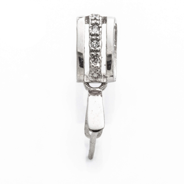 Prism Tube Pinch Bail with CZ's in Sterling Silver 2.9mm