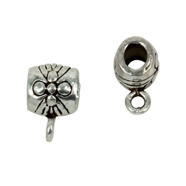 Flower Patterned Tube Attached Bail in Sterling Silver 5.3x8.2mm