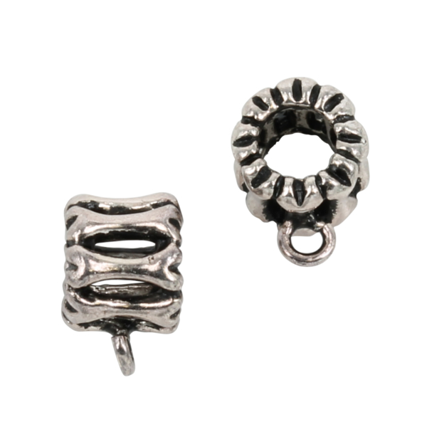 Stacked Bones Tube Attached Bail in Sterling Silver 6x10mm