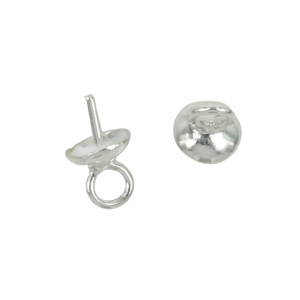 Plain Dome Cup & Peg Bail in Sterling Silver 4x4.3mm
