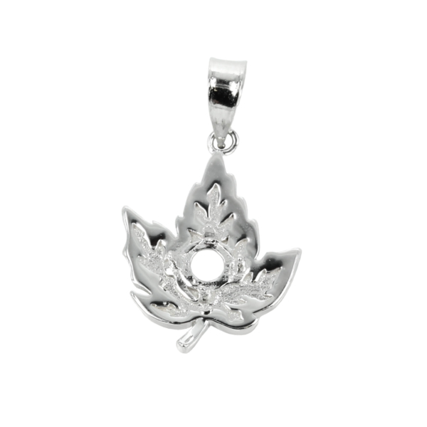 Maple Leaf Pendant Setting with Round Prongs Mounting including Bail in Sterling Silver 4mm