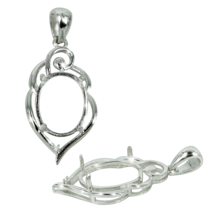 Curves Border Pendant in Sterling Silver for 10x12mm Stones