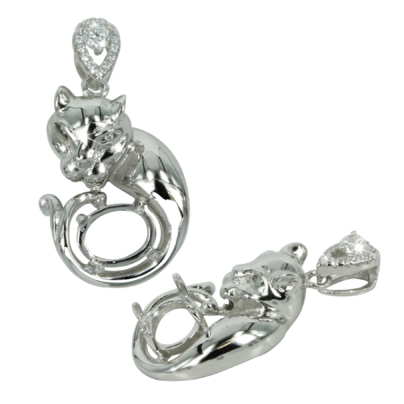 Panther Spirit Pendant in Sterling Silver for 7x9mm Stones
