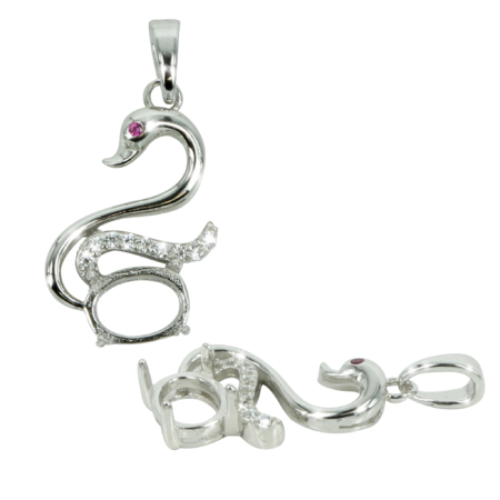 Swan Pendant in Sterling Silver for 5x7mm Stones