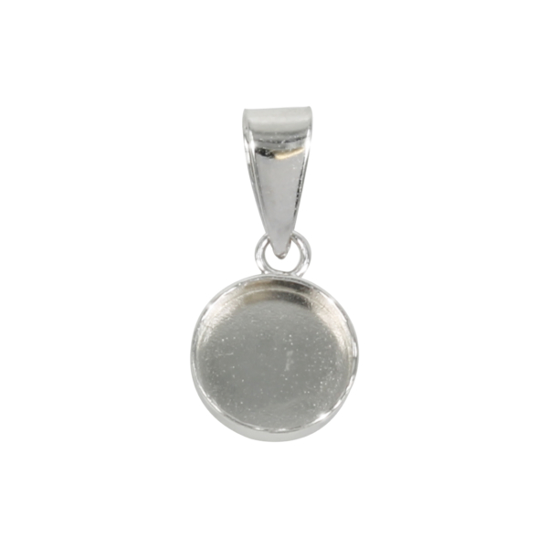 Bezel Pendant with Round Bezel Cup and Bail in Sterling Silver