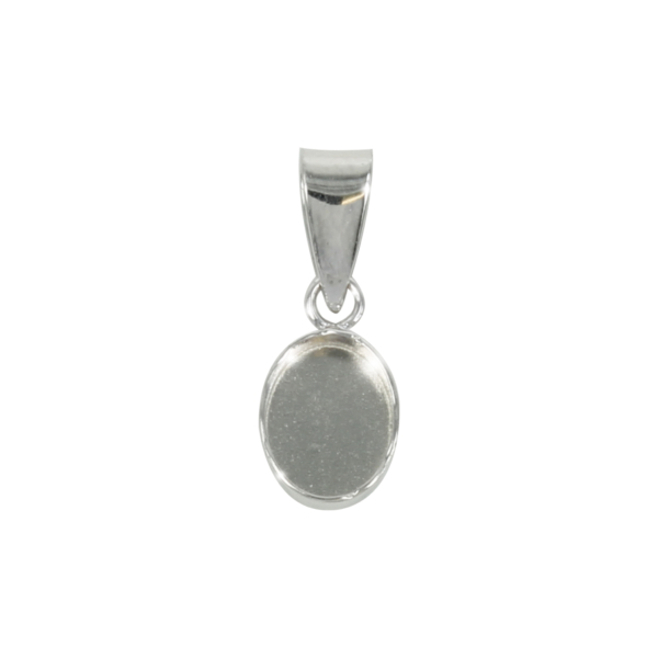 Bezel Pendant with Oval Bezel Cup and Bail in Sterling Silver