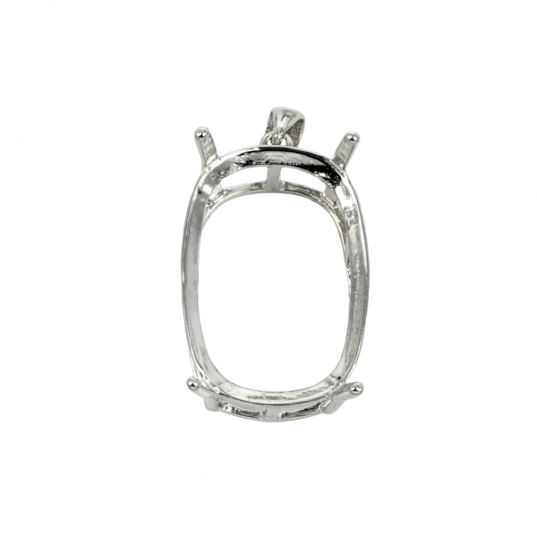 Rectangular Cushion Cut Basket Pendant with Loop and Bail in Sterling Silver - Variable Sizes 164x22mm